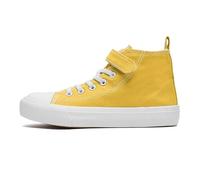 Boys Girls Trainers Kids High Top Canvas Shoes Unisex Child Kids Pumps Plimsolls with Strap Lightweight Casual Easy Fasten Sneakers Yellow