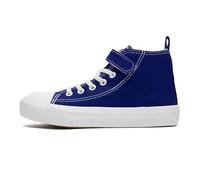 Boys Girls Trainers Kids High Top Canvas Shoes Unisex Child Kids Pumps Plimsolls with Strap Lightweight Casual Easy Fasten Sneakers Royal Blue