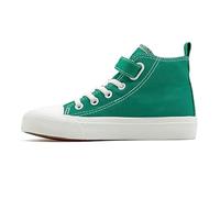 Boys Girls Trainers Kids High Top Canvas Shoes Unisex Child Kids Pumps Plimsolls with Strap Lightweight Casual Easy Fasten Sneakers Green