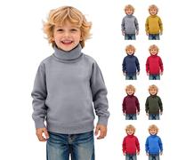 Boys Girls Turtleneck Sweatshirts Kids Thermal Knitted Sweaters Plain Long Sleeve Jumper Top Autumn Winter Padded Warm Pullover Shirts Solid Color Thick Preppy Clothes 1-12 Years Green