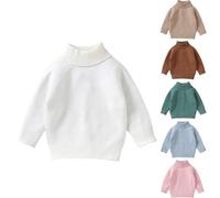 Boys Girls Turtleneck Thermal Top Lapel Plain Knitted Sweaters Long Sleeve Black White Pink Top Toddler Kids Solid Knit Jumper Sweatshirts Pullover Preppy Clothes 1-12 Years
