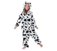 Boys Girls Unisex Animal Pattern Cow Dinosaur Frog Koala Bunny Panda Onesie Pyjamas Sleepsuit Soft Fleece Extra Thickness (UK, Age, 7 Years, 8 Years, Regular, Cow)