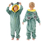 Boys Girls Unisex Animal Pattern Cow Dinosaur Frog Koala Bunny Panda Onesie Pyjamas Sleepsuit Soft Fleece Extra Thickness (UK, Age, 7 Years, 8 Years, Regular, Frog)