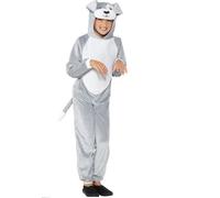 Smiffys Dog Costume, Grey with Hooded Jumpsuit, Children's Animal Fancy Dress, Animal Dress Up Costumes, World Book Day