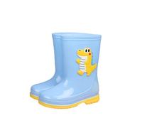 Boys Girls Wellies Non-Slip Waterproof Lightweight Rain Boots with Cute Dinosaur Cartoon Pattern, Solid Colour Outdoors Shoes for Hiking, Playing, Rainy Day Activities or Adventures Blue