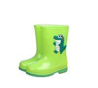 Boys Girls Wellies Non-Slip Waterproof Lightweight Rain Boots with Cute Dinosaur Cartoon Pattern, Solid Colour Outdoors Shoes for Hiking, Playing, Rainy Day Activities or Adventures Green