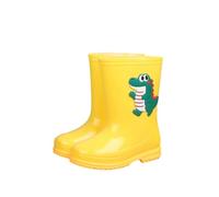 Boys Girls Wellies Non-Slip Waterproof Lightweight Rain Boots with Cute Dinosaur Cartoon Pattern, Solid Colour Outdoors Shoes for Hiking, Playing, Rainy Day Activities or Adventures Yellow