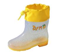 Boys Girls Wellington Boots Colorful Adjustable Drawstring Cuff Non-Slip Waterproof Rain Shoes for Kids Lightweight Design for School, Outdoor Play & All-Weather Use