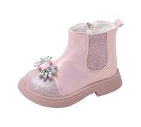 Boys Girls Wellington Boots Fashion Winter Zip-Up School Shoes With Easy On Handles Kids Very Warm Liners Anti-Slip Walking Casual Outdoor Footwear