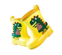 Boys Girls Wellington Wellies Kids Rain Boots Booties Shoes Welly Galoshes | Pull On Style, Dinosaur Print Upper, Reinforced Toe Bumper, Tall Slim Shaft, Glossy Wipe Clean Upper, Smooth Outer Shell