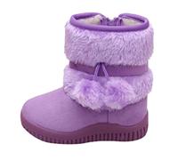 Boys Girls Winter Boots With Faux Fur Lined Snow Shoes, Toddler Fuzzy Walking Boots Round Toe Lightweight Winter Shoes For Indoor Outdoor Footwear Size UK 12