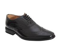 Boys Goor Ninja 5 Eye Brogue Oxford Classic Lace Up Wedding Party Shoes - Black PU, Junior Kids UK 4 / EU 36
