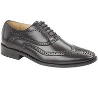 Boys Goor Ninja 5 Eye Brogue Oxford Classic Lace Up Wedding Party Shoes - Black PU, Junior Kids UK 5.5 / EU 37.5