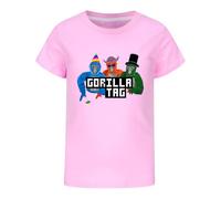 Boys' Gorilla Tag Gaming T-Shirt Kids 3D Graphic Print Short Sleeve Crewneck Top Tee Red Black Sizes 4-13 Years (UK, Age, 9 Years, 10 Years, Regular, Pink)