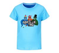 Boys' Gorilla Tag Gaming T-Shirt Kids 3D Graphic Print Short Sleeve Crewneck Top Tee Red Black Sizes 4-13 Years (UK, Age, 7 Years, 8 Years, Regular, Sky)