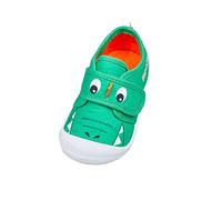 Boys Green Dinosaur Fabric Easy Fasten Bumper Shoes Trainers - UK 6