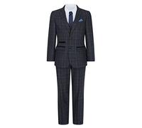 Boys Grey Black 3 Piece Tweed Suit Herringbone Wine Vintage Retro - Charcoal 3