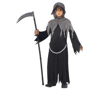 Boys Grim Reaper Costume Fancy Dress Halloween Phantom Scary Evil Robe New