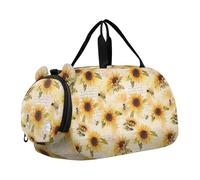 Boy's Gym Duffel Bag with Shoes Compartment Large Capacity Personal Item Travel Bag for Boys and Girls Vintage Sunflowers