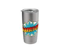 Boys Harrison Name Comic Book Superhero Stainless Steel Insulated Tumbler