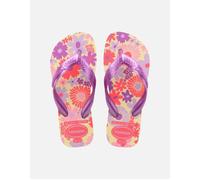 Havaianas - Kids Flores, Comfortable, Durable, and Fun Flip-Flops, Floral-Print Sole, Metallic Straps, and Non-Slip Sole, Girls