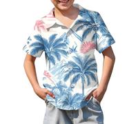 Boys Hawaiian Shirts Summer Beach Shirt Short Sleeve Casual Button Down Beach Shirt