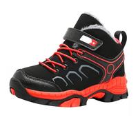 Boys Hiking Running Walking Trainers Kids Waterproof Anti-Slip Sneakers Fall Winter High Top Sports Shoes Lace-up Athletic Shoes Outdoor Footwear (Red, 1 Big Kids)