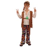 Boys 4 Pc 1960s 1970s Hippie Hippy Festival Fancy Dress Costume Outfit 4-14 year