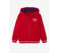 Boys' hooded sports zip-up sweatshirt red