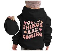Boys Hoodie Child Sweatshirt Print Hooded Breathable, Lightweight Regular Fit Activewear Varsity for Kids Age 5-13 Years Black