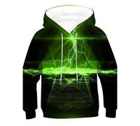 Boys Hoodie Child Sweatshirt Print Hooded Long Sleeve Top Regular Fit Activewear PE School Warm Coats Gaming Gifts Green