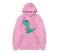Boys Hoodie Dinosaur Print Fashion Casual Pocket Decoration Hooded Plus Fleece Long Sleeve Comfortable Play with Pockets Age 4-10 Years Pink