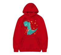 Boys Hoodie Dinosaur Print Fashion Casual Pocket Decoration Hooded Plus Fleece Long Sleeve Comfortable Play with Pockets Age 4-10 Years Red