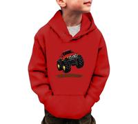 Boys Hoodie Dinosaur Riders Long Sleeve Hooded Pullover Toddler Kids Winter Warm Shirt Comfortable Play Age 3-14 Years Red
