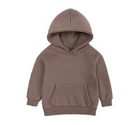 Boys Hoodie Kids Unisex Fleece Pullover Plain Sweatshirt Breathable, Lightweight Girls Long Sleeve Jumper PE School Warm Coats for Childrens Age 2-13 Years Brown
