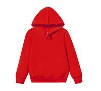 Boys Hoodie Kids Unisex Fleece Pullover Plain Sweatshirt New Casual Fashion Regular Fit Activewear PE School Warm Coats for Spring Summer Walking Red