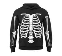 Boys Hoodie Skeleton Print Pullover Long Sleeve Graphic Fleece Sweatshirt Soft Warm Casual Boys Hoodies for Halloween Spooky Dress Up Everyday Cosy Autumn Winter Outfit (Black,12-13 Years)
