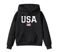Boys Hoodie Unisex Top Jacket Print Hooded Sweatshirt Children's Pullover Comfortable School for Kids Age 5-13 Years Black