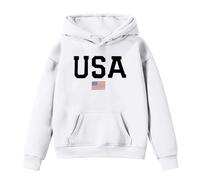 Boys Hoodie Unisex Top Jacket Print Hooded Sweatshirt Children's Pullover Comfortable School for Kids Age 5-13 Years White