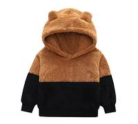 Boys Hoodie Warm Hooded Pullover Plain Sweatshirt Children's Jumper Gaming Hoody for Kids Unisex Age 2-13 Years Brown