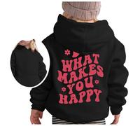 Boys Hoodie Warm Hooded Pullover Sports Casual Wear Breathable, Lightweight Comfortable Gaming Hoody for Kids Age 5-13 Years Black