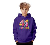 Boys Hoodies Graphic Print Pullover Long Sleeve Casual Fleece Kids Hooded Sweatshirt Soft Warm with Front Pocket for School Playtime Outdoor Fun Cosy Everyday Top (Dark Purple,4-5 Years)