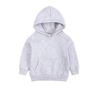 Boys’ Hoodies Kids Unisex Fleece Pullover Hoodie PE School Sweat Long Sleeve Top Girls Jumper Warm Coats Age 7-13 Years Grey