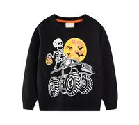 Boys Hoodies Long Sleeve Kids Tops Cute Excavator Print Casual Comfortable Winter Fall Spring Outerwear Graphic Top Age 2 to 8 Years(not Maternity) Crewneck Sweatshirt (Black, 4-5 Years)