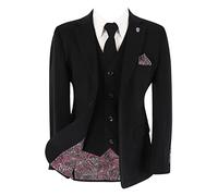 Boys Husky Sizes Suit Black Tailored Fit Formal Wedding Pageboy Prom Funeral 5 Piece Set Size Husky L