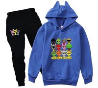 Boys Incredibox Sprunki Sweatshirt Set Kids Sprunki Incredibox Hoodie and Pants 2Pcs Set Sprunki Merch (navy blue,130cm,5 Years,6 Years)