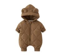 Boys' Jackets,Girls Down Jumpsuit Infant Winter Wear Baby Thermal Romper Snowsuit Thickened Warm Outfit For Cozy Days At Home Outdoor School (Khaki, 12-18 Months)