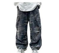 Boys Jeans Trousers, Boys Cargo Trousers with Multiple Pockets Fully Elastic Waist Comfortable Regular Fit Casual Wear for Kids Age 4 to 12 Years