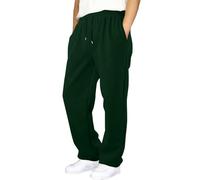 Boys Joggers Baggy School Trousers Wide Leg Open Hem Loose Fit Elastic Waist Drawstring Sweatpants Comfortable Casual Straight Leg Tracksuit Jogging Bottoms for Big Kids (Dark Green,11-12 Years)