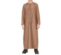 Boy's Kids Brown Thobe Emirati Jubba Islamic Clothing Kaftan Eid String Tassel